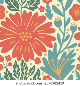 Seamless flowers pattern. Abstract botany wildflowers background. style for fabric, banners, wallpaper, posters, websites, online shopping.