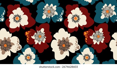 Patrón de flores sin costuras. Abstractas patrón floral.