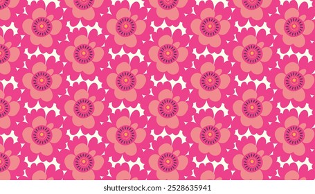 Padrão de flores sem costura, fundo de botânica de flores rosa abstrato. estilo para banners, papel de parede, cartazes, sites, compras online.Vetor ilustração design e ideia criativa, eps 10.