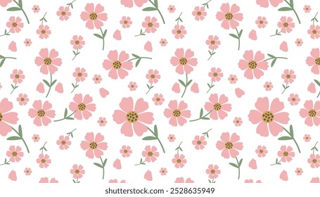 Padrão de flores sem costura, fundo de botânica de flores rosa abstrato. estilo para banners, papel de parede, cartazes, sites, compras online.Vetor ilustração design e ideia criativa, eps 10.