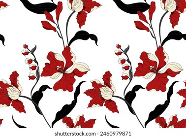 Seamless flowers pattern. Flowers background. Abstract elegance pattern.