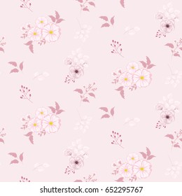 Seamless flowers pattern. Background in small pink flowers on a pink background for textiles, fabric, cotton fabric, covers, wallpaper, print, gift wrap, postcard.