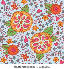 seamless flowers pattern. Can be used for wallpaper, pattern fills, web page background, surface textures.