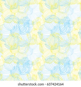 Seamless flowers pattern. Colored ink hand drawn wild vector roses