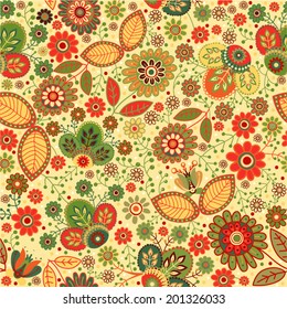 Seamless flowers pattern. Colorful summer floral background