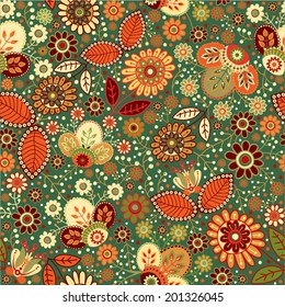 Seamless flowers pattern. Colorful summer floral background