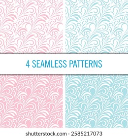 seamless flowers pattern, curls, curls black and white background print