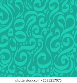 seamless flowers pattern, curls, curls green background print