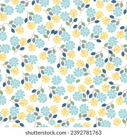 seamless flowers pattern. Delicate petals and vibrant blossoms create an artistic and vintage botanical illustration. Perfect for wallpaper, fabric, wrapping paper and more.