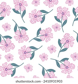 seamless flowers pattern. Delicate petals and vibrant blossoms create an artistic and vintage botanical illustration. Perfect for wallpaper, fabric, wrapping paper and more.