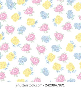 seamless flowers pattern. Delicate petals and vibrant blossoms create an artistic and vintage botanical illustration. Perfect for wallpaper, fabric, wrapping paper and more.