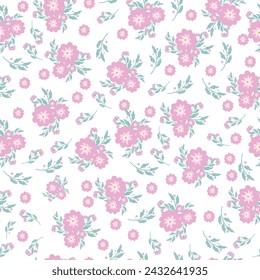 seamless flowers pattern. Delicate petals and vibrant blossoms create an artistic and vintage botanical illustration. Perfect for wallpaper, fabric, wrapping paper and more.