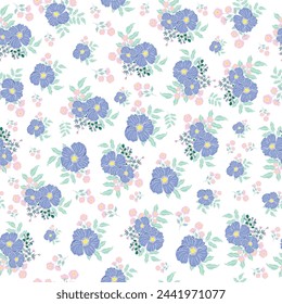 seamless flowers pattern. Delicate petals and vibrant blossoms create an artistic and vintage botanical illustration. Perfect for wallpaper, fabric, wrapping paper and more.