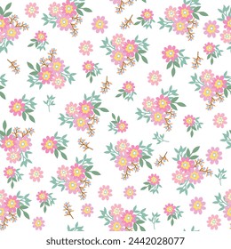 seamless flowers pattern. Delicate petals and vibrant blossoms create an artistic and vintage botanical illustration. Perfect for wallpaper, fabric, wrapping paper and more.
