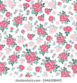 seamless flowers pattern. Delicate petals and vibrant blossoms create an artistic and vintage botanical illustration. Perfect for wallpaper, fabric, wrapping paper and more.