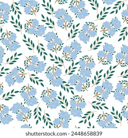 seamless flowers pattern. Delicate petals and vibrant blossoms create an artistic and vintage botanical illustration. Perfect for wallpaper, fabric, wrapping paper and more.