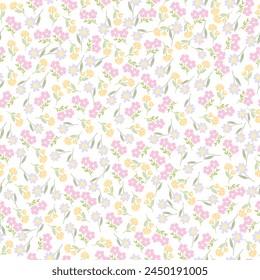 seamless flowers pattern. Delicate petals and vibrant blossoms create an artistic and vintage botanical illustration. Perfect for wallpaper, fabric, wrapping paper and more.