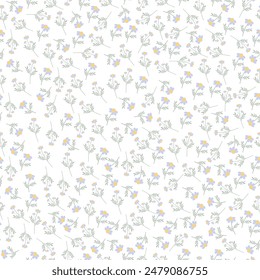 seamless flowers pattern. Delicate petals and vibrant blossoms create an artistic and vintage botanical illustration. Perfect for wallpaper, fabric, wrapping paper and more.