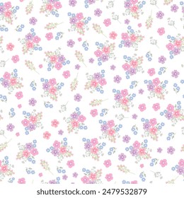 seamless flowers pattern. Delicate petals and vibrant blossoms create an artistic and vintage botanical illustration. Perfect for wallpaper, fabric, wrapping paper and more.