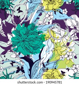 Seamless flowers pattern eps10