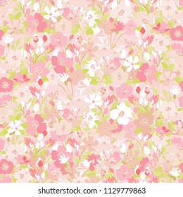 Seamless flowers pattern. Floral background for fashion texture. Delicate flowery design for textile, wallpapers, wrapping, paper.