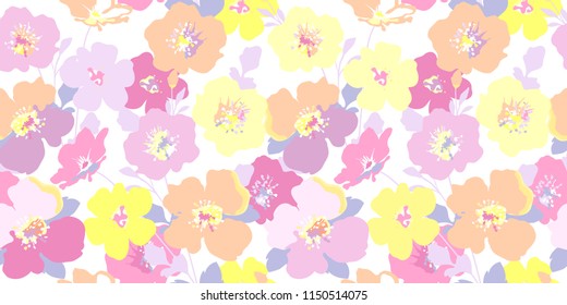 Seamless flowers pattern. Floral background for fashion texture. Delicate flowery design for textile, wallpapers, wrapping, paper.
