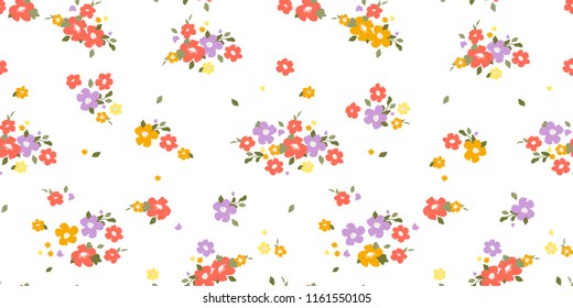 Seamless flowers pattern. Floral background for fashion prints. Design for textile, wallpapers, wrapping, paper. Cute flowery texture.