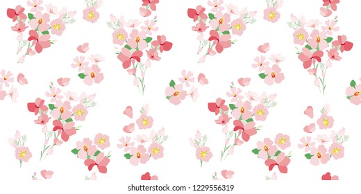 Seamless flowers pattern. Floral background for fashion texture. Cute flowery design for textile, wallpapers, wrapping, paper. 