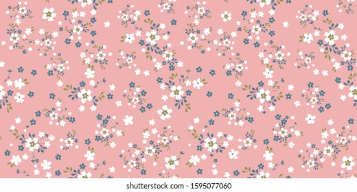 Seamless flowers pattern. Floral background for fashion texture. Cute flowery design for textile, wallpapers, wrapping, paper. 