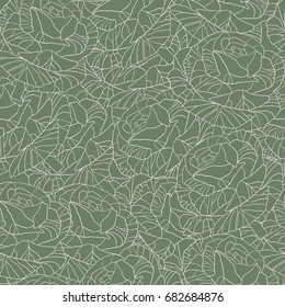 Seamless Flowers Pattern. Floral Design Pattern green background.