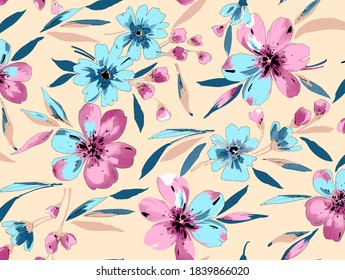 Seamless flowers pattern, floral print.