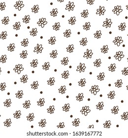 Seamless flowers pattern, floral vector background, baby cartoon doodle pattern, endless texture for textile
