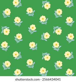 an seamless flowers pattern with green background 