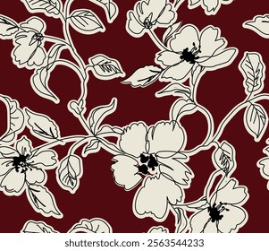 Seamless flowers pattern. Hand draw floral pattern design in vector