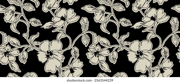 Seamless flowers pattern. Hand draw floral pattern design in vector