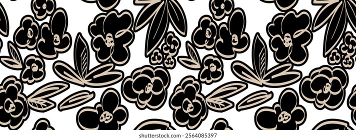 Seamless flowers pattern. Hand draw floral pattern design in vector