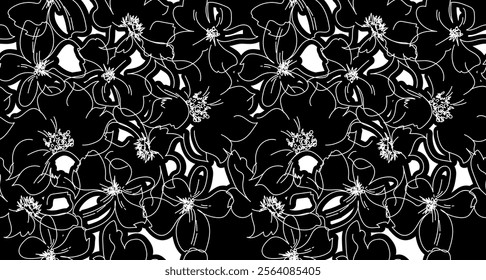Seamless flowers pattern. Hand draw floral pattern design in vector