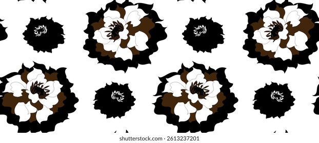 Seamless flowers pattern. Hand draw line floral pattern design in vector