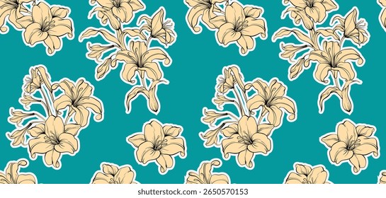 Patrón de flores sin costuras. Dibujar a mano el diseño del patrón de flores
