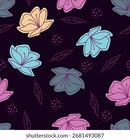 Seamless flowers pattern. Hand draw abstract pattern
