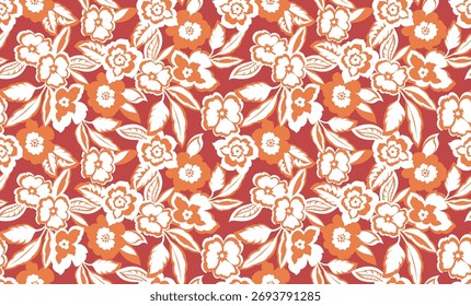 Padrão de flores sem costura. Desenho manual de design de padrão floral em vetor