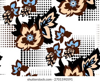 Padrão de flores sem costura. Padrão abstrato de desenho manual