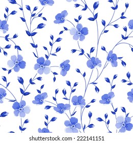 Seamless flowers pattern isolated on white background. Vector illustration.