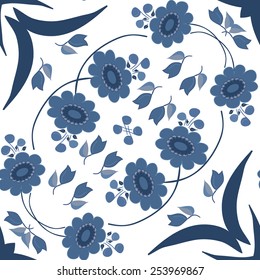 Seamless flowers pattern isolated on white background. Vector illustration