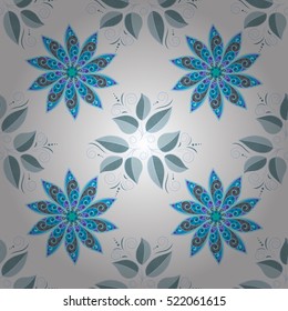Seamless flowers pattern isolated on white background. Vector illustration.