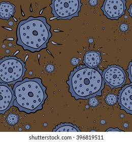 Seamless flowers pattern. Mustard background. For printing on packaging, bags, cups, laptop, furniture, etc. Vector.