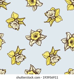 Seamless flowers pattern. Nature background concept. Sketch vector element for nature spring design.