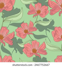 seamless flowers pattern on background