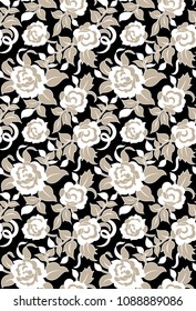 seamless flowers pattern on black background