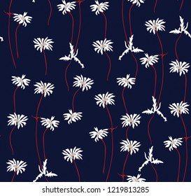 seamless flowers pattern on navy background